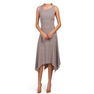 Akris Multicolor  Asymmetrical  Sleeveless  Wool Dress, Size 12